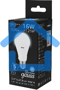 Лампа светодиодная Gauss LED A60 16W E27 1470lm 4100K 1/10/50