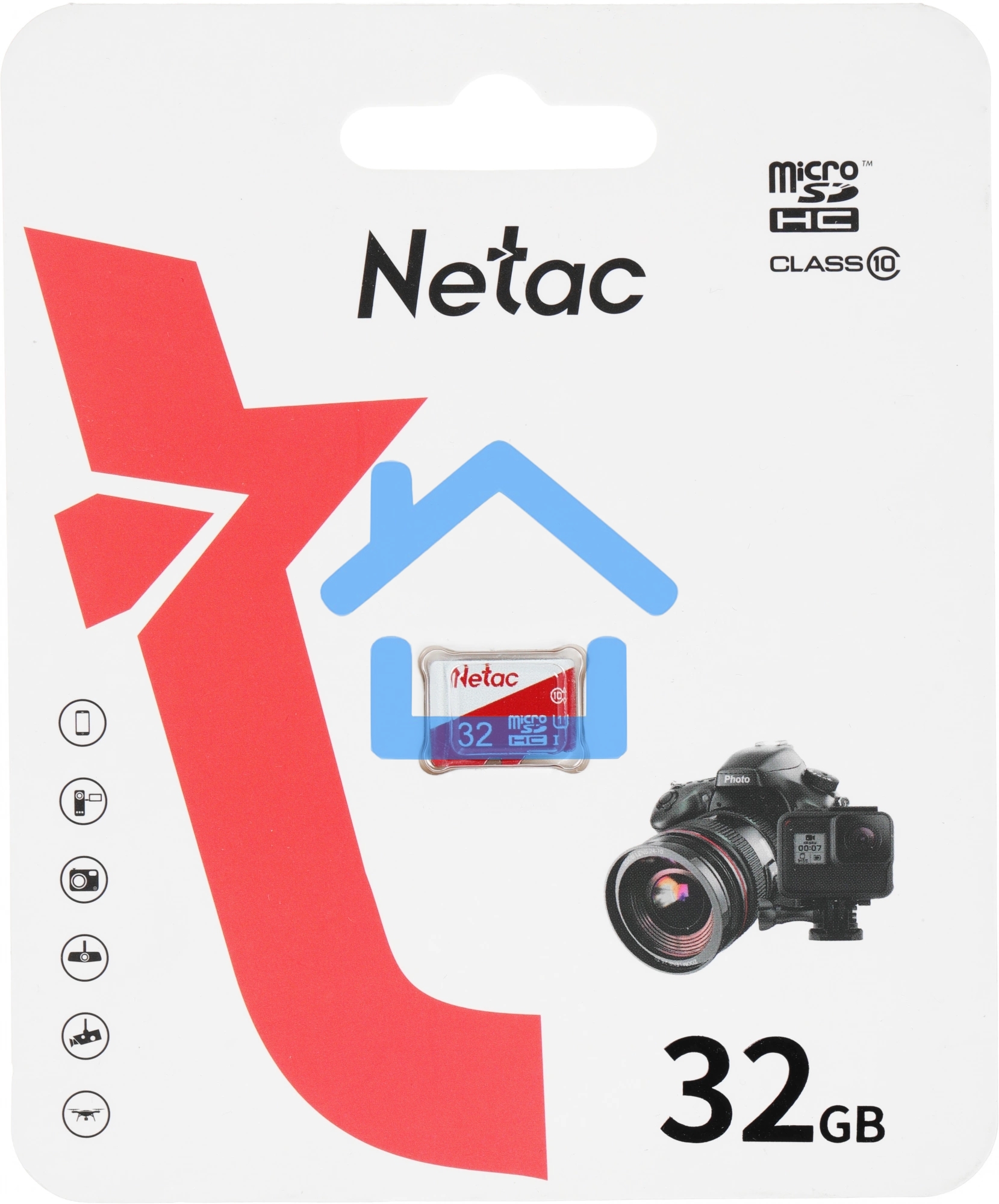 Карта памяти Netac P500 ECO 32Gb MicroSDHC C10 up to 80MB/s, retail pack card only