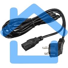 Шнур сетевой, евровилка угловая - евроразъем С13, кабель 3x0,75 мм², длина 3 метра (PVC пакет) Rexant