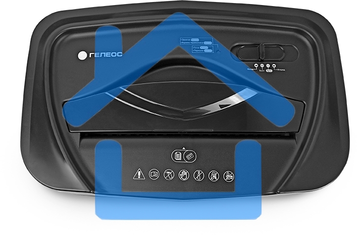 Уничтожитель документов ГЕЛЕОС УМ22-4 Уничтожитель документов ГЕЛЕОС УМ22-4, DIN P-4 (4 ур-нь секр.), фрагмент 4х35мм, 14 лист (70г/м2), CD/пл.карты/скрепки/скобы, 22 литра