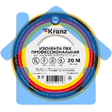 Изолента ПВХ KRANZ профессиональная, 0.18х19 мм, 20 м, желтая (10 шт./уп.)