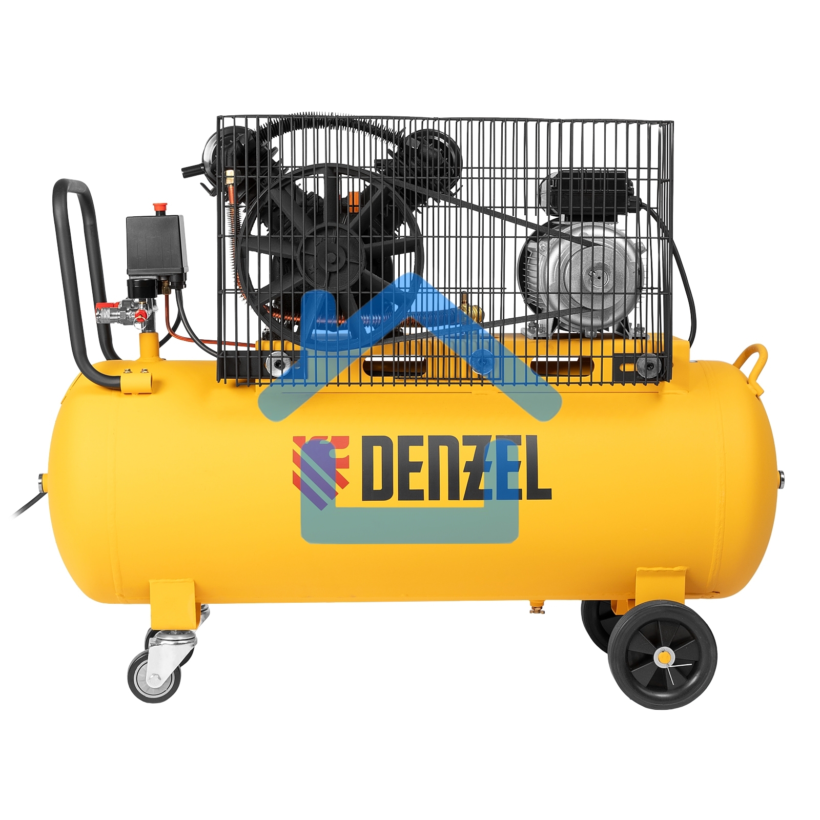 Компрессор воздушный рем. привод BCV2200/100, 2,2 кВт, 100 литров, 370 л/мин Denzel