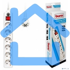 Сетевой фильтр Buro 600SH-5-W 5м (6 розеток) белый (коробка)