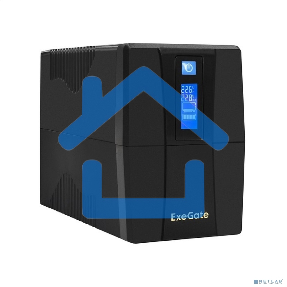 Источник бесперебойного питания ExeGate Power Smart ULB-1000.LCD.AVR.2SH.RJ.USB 1000VA/550W, LCD, AVR, 2*Schuko,RJ45/11,USB, черный