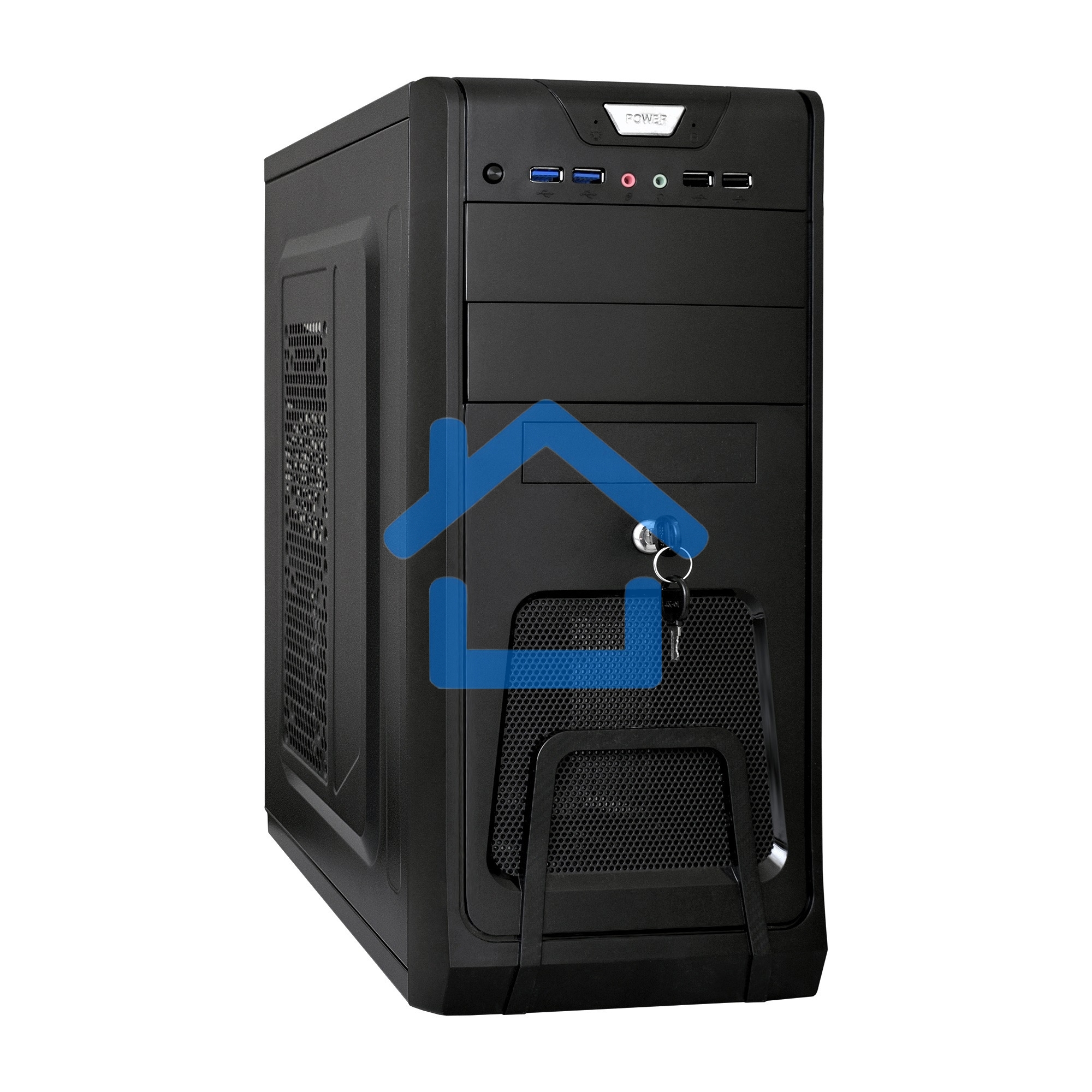 Компьютерный корпус Miditower ExeGate CP-603UB Black, ATX, (без БП), 2*USB+2*USB 3.0, Audio, замок блокировки кнопки питания