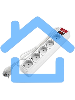 Удлинитель с сетевым фильтром 5х1.8 10А ПВС 3х0.75 бел. Союз 1340