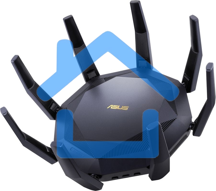 Роутер ASUS RT-AX89X, 802.11b/g/n/ac/ax, до 1148+4804 бит/c, 2,4 + 5 гГц, 8 антенны, USB, GbT LAN
