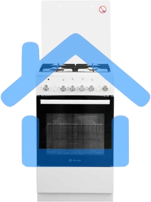 Плита комбинированная De Luxe 5040.40ГЭ (КР) ЧР белый, конфорок 4 шт, духовка 43 л, 50 см x 85 см x 50 см