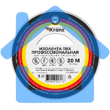 Изолента ПВХ KRANZ профессиональная, 0.18х19 мм, 20 м, белая (10 шт./уп.)
