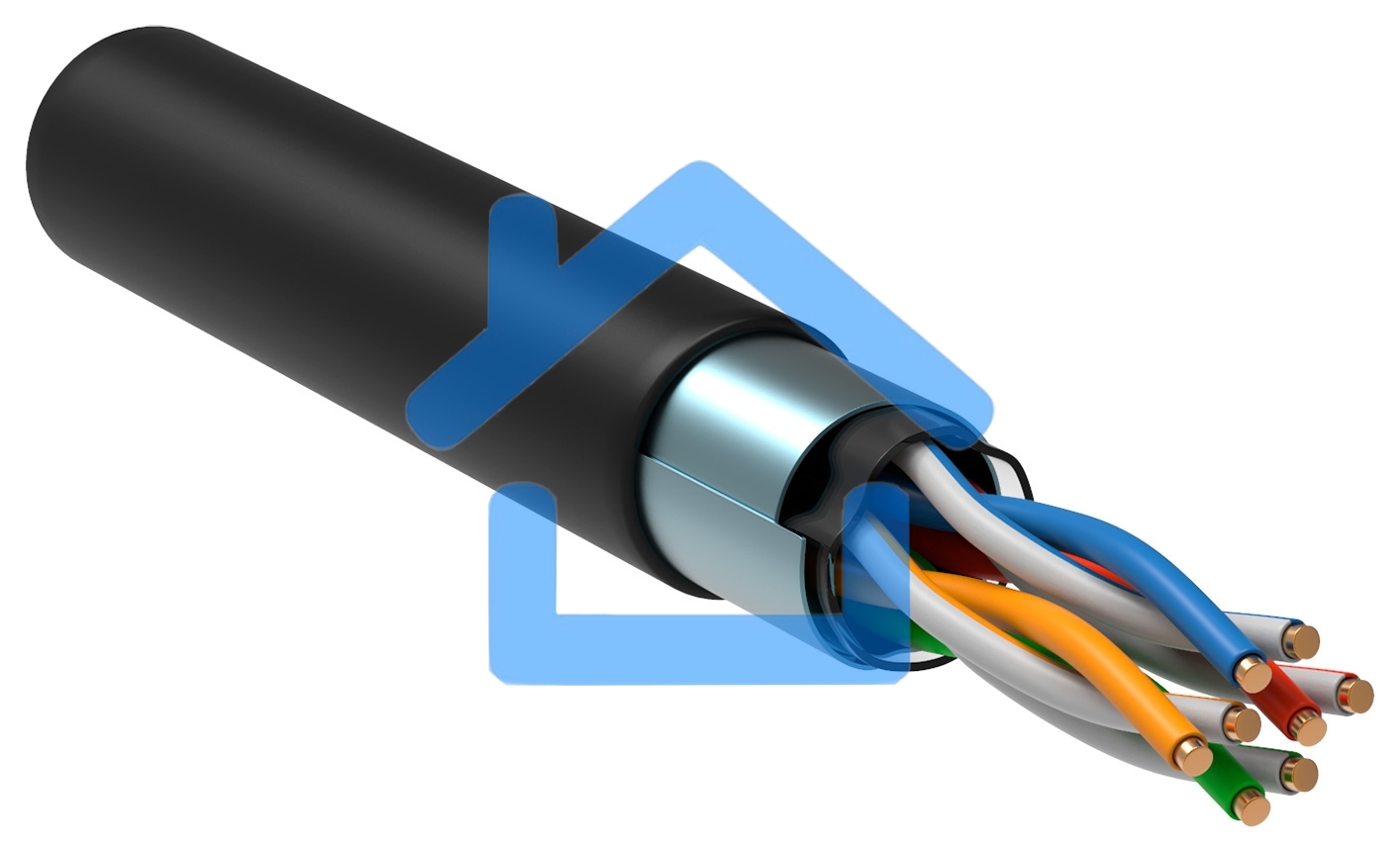 Кабель связи ITK витая пара F/UTP, кат.5E 4х2х24AWG solid, LDPE, 305м, черный