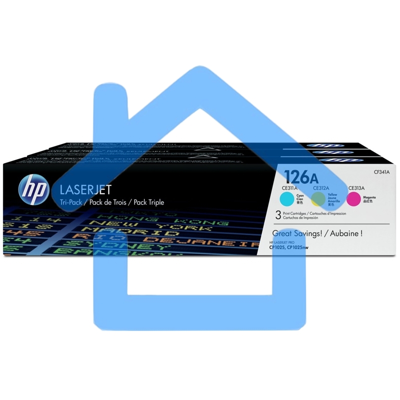 Картридж лазерный комплект HP CF341A голубой/пурпурный/желтый для LJ CP1025 3 х 1000 стр
