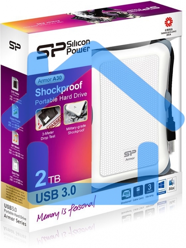 Внешний жесткий диск Silicon Power USB 3.0 2Tb A30 SP020TBPHDA30S3W Armor 2.5