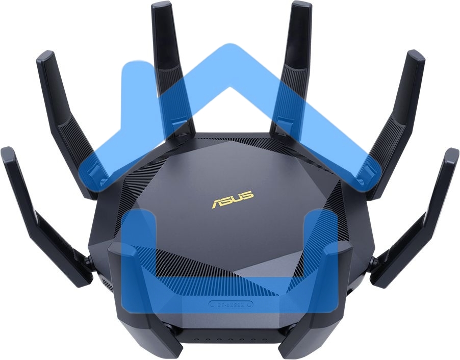Роутер ASUS RT-AX89X, 802.11b/g/n/ac/ax, до 1148+4804 бит/c, 2,4 + 5 гГц, 8 антенны, USB, GbT LAN
