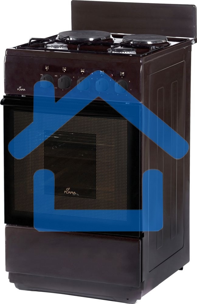 Плита комбинированная Flama RK 2201 B коричневый, конфорок 4 шт, духовка 50 л, 50 см x 85 см x 60 см