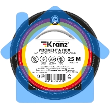Изолента ПВХ KRANZ 0.13х19 мм, 25 м, черная (5 шт./уп.)