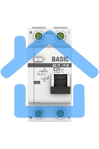 Выключатель автоматический дифференциального тока 1п+N C 25А 30мА тип АС эл. 4.5кА АД-12 Basic EKF DA12-25-30-bas