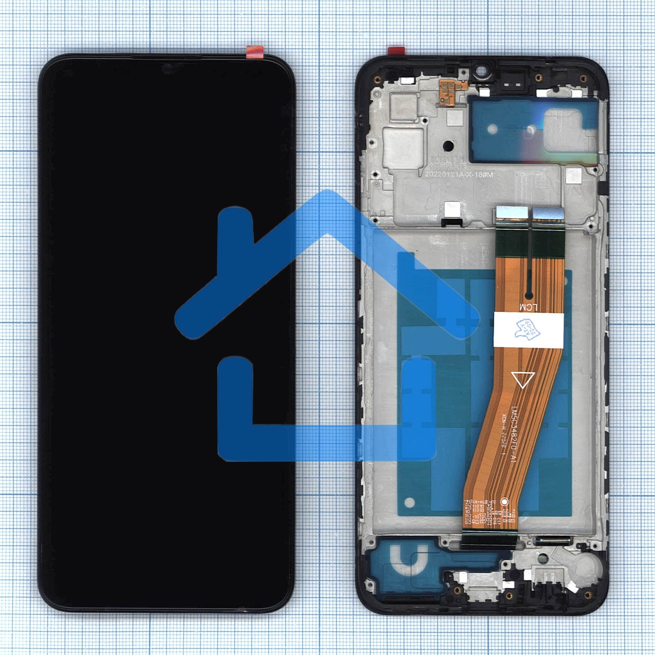 Дисплей для Samsung Galaxy A03 SM-A035F черный с рамкой
