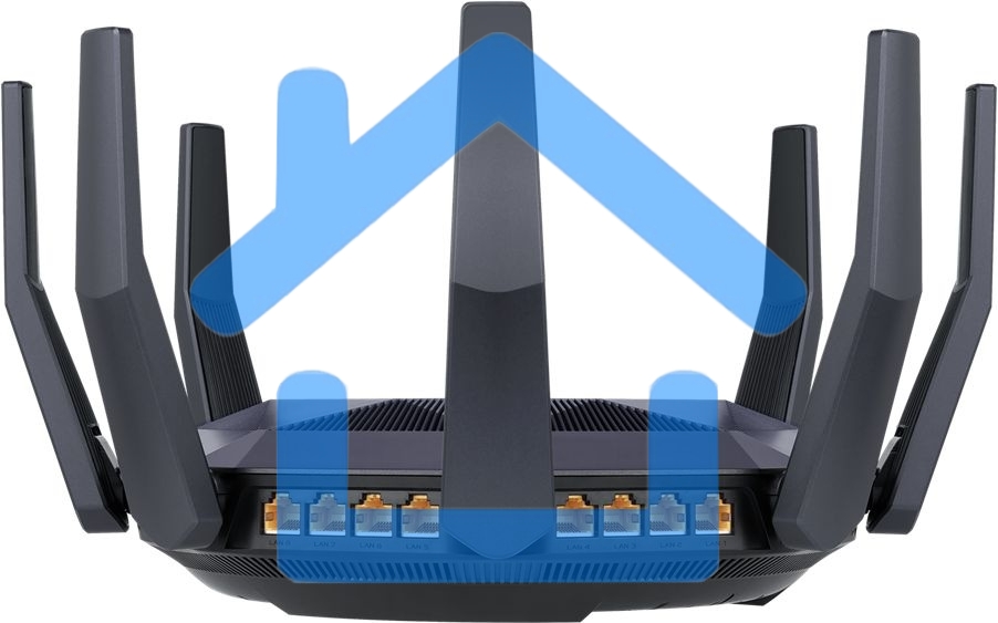 Роутер ASUS RT-AX89X, 802.11b/g/n/ac/ax, до 1148+4804 бит/c, 2,4 + 5 гГц, 8 антенны, USB, GbT LAN