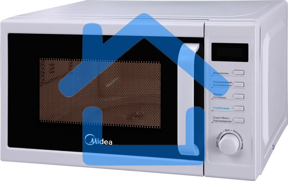 Микроволновая печь Midea AM820CUK-W белый, 20 л, 800 Вт, переключатели - поворотный механизм/кнопки