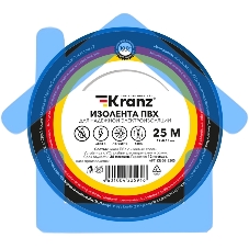 Изолента ПВХ KRANZ 0.13х19 мм, 25 м, синяя (5 шт./уп.)