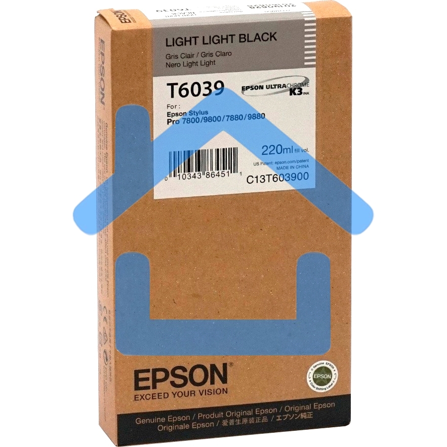 Картридж струйный Epson C13T603900 светло-серый для Epson Sty Pro 7800/9800/7880/9880 (220мл)