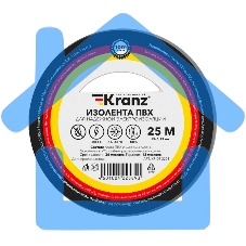 Изолента ПВХ KRANZ 0.13х19 мм, 25 м, серая (5 шт./уп.)