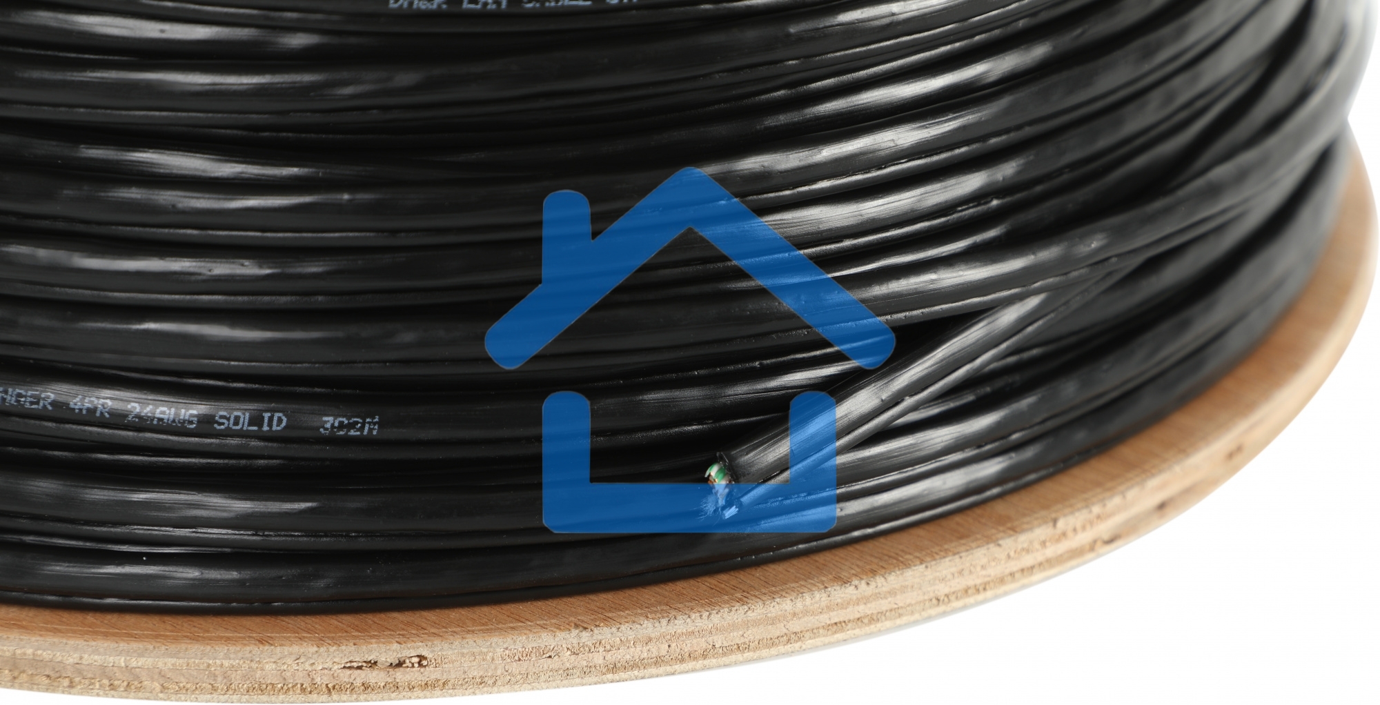 Кабель сетевой Ningbo UTP 4 пары cat5E solid 0.5мм Cu molded 305м серый outdoor стальной трос