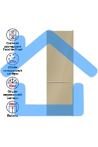 Холодильник Maunfeld MFF200NFBG бежевый двухкамерный 271/106л морозилка снизу, Total No Frost