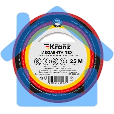 Изолента ПВХ KRANZ 0.13х19 мм, 25 м, красная (5 шт./уп.)