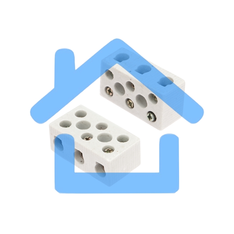 Клемма керамическая винтовая 12 мм² 3 пары контактов с крепежным отверстием (45 шт./уп.) Rexant