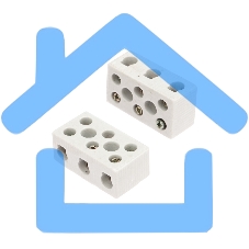 Клемма керамическая винтовая 12 мм² 3 пары контактов с крепежным отверстием (45 шт./уп.) Rexant