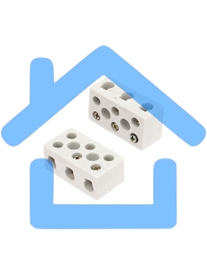 Клемма керамическая винтовая 12 мм² 3 пары контактов с крепежным отверстием (45 шт./уп.) Rexant