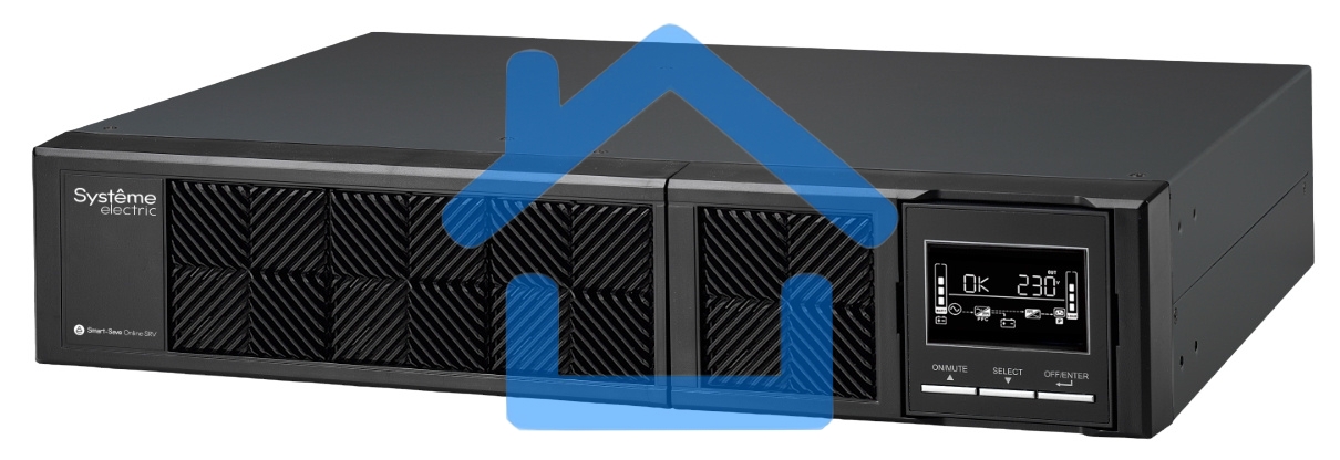 Источник бесперебойного питания Systeme Electriс Smart-Save Online SRV, 1000VA/900W, On-Line, Rack 2U(Tower convertible), LCD, Out: 6xC13, SNMP Intelligent Slot, USB, RS-232