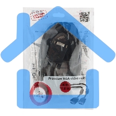 Кабель Gembird/Cablexpert CC-PPVGA-6B,Кабель VGA Premium,15M/15M, 1.8м, тройн.экран, феррит.кольца, черный, пакет