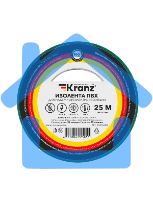 Изолента ПВХ KRANZ 0.13х19 мм, 25 м, зеленая (5 шт./уп.)