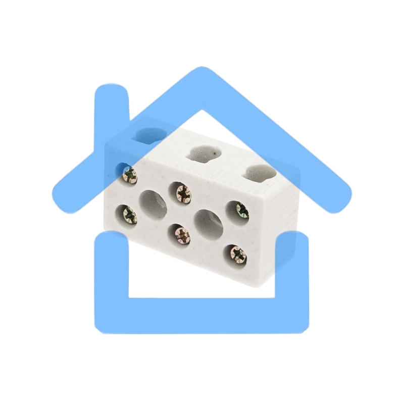 Клемма керамическая винтовая 12 мм² 3 пары контактов с крепежным отверстием (45 шт./уп.) Rexant