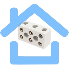 Клемма керамическая винтовая 12 мм² 3 пары контактов с крепежным отверстием (45 шт./уп.) Rexant