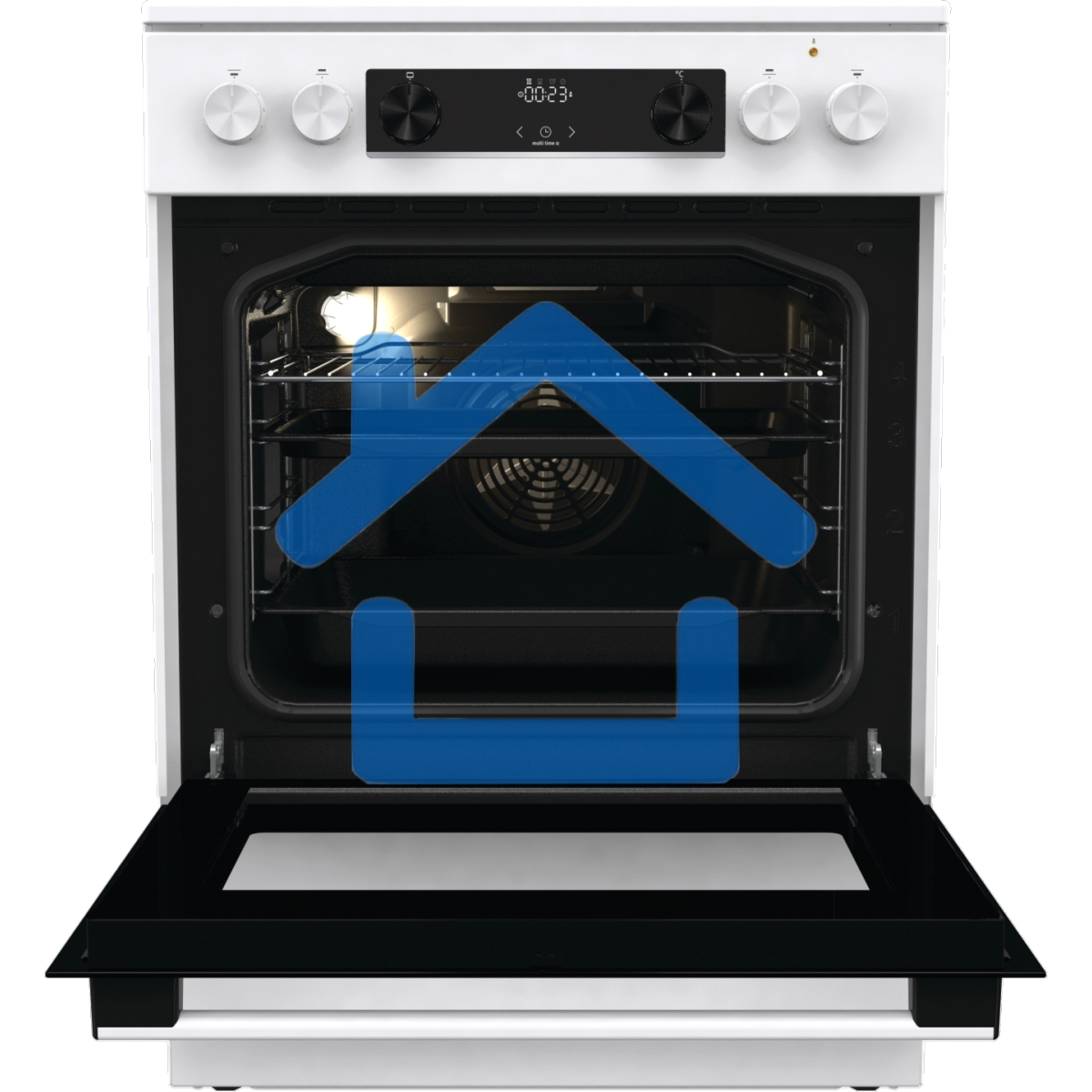 Плита электрическая Gorenje GEC6C40WD белый, конфорок 4 электрических, духовка 71 л, 60 см x 85 см x 60 см