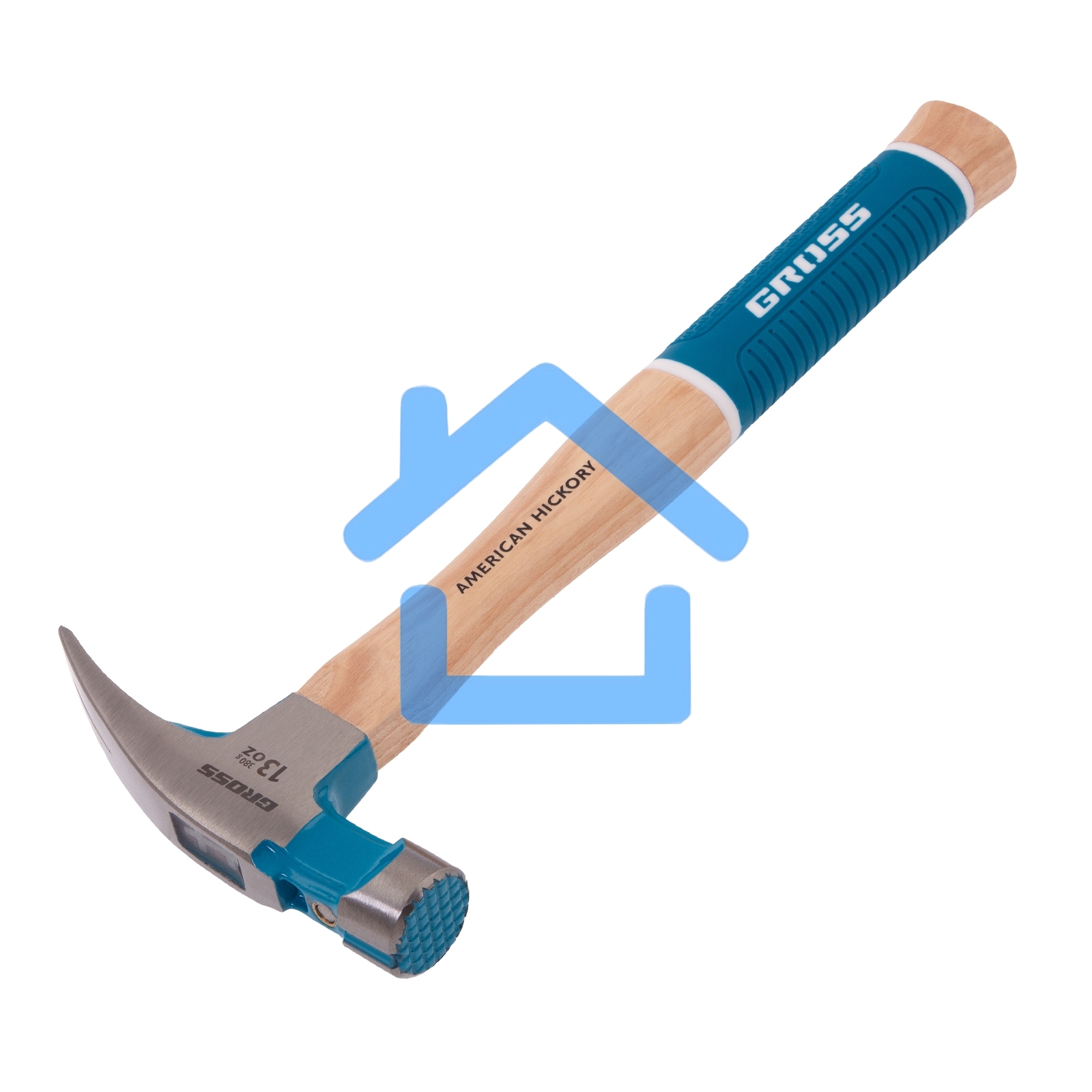Молоток-гвоздодер, 380 г, угол 75, магнит, обрезиненная рукоятка AMERICAN HICKORY GROSS