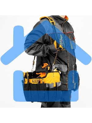 Переноска для инструмента, 260х240х300 мм, 22 кармана, наплечный ремень Denzel