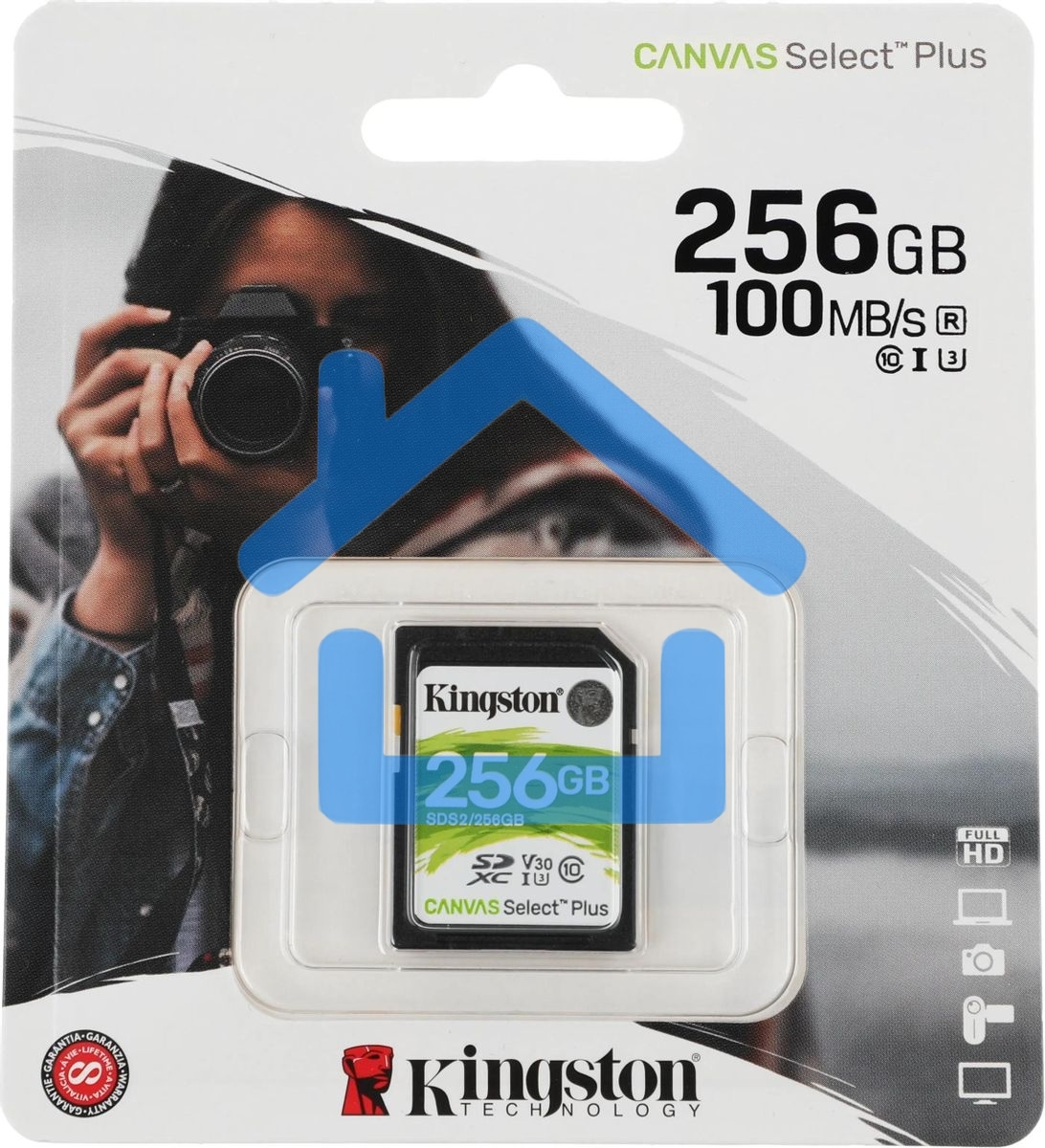 Флеш карта SDXC 256Gb Class10 Kingston <SDS2/256Gb>, Canvas Select 100R CL10 UHS-I