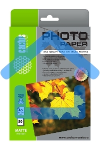 Фотобумага Cactus CS-MA523050 A5/230г/м2/50л./белый матовое для струйной печати
