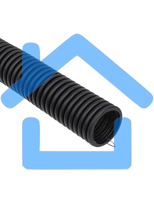 Труба гофрированная из ПНД, с зондом, черная, Ø25 мм Rexant