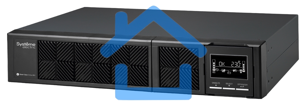 Источник бесперебойного питания Smart-Save Online SRV Systeme Electric 2000 ВА, конвертируемый форм-фактор 2U, 230 В, 6 розеток IEC C13, SmartSlot, LCD, USB HID