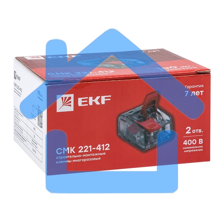 Клемма PROxima СМК 221-412 2 отверстия 0.2-4.0 мм2 (100шт.)