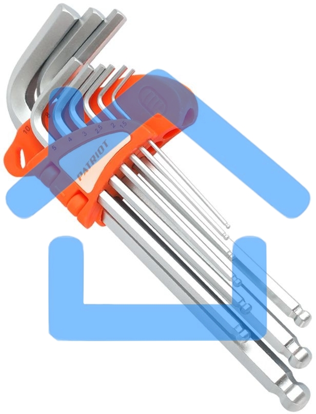 Набор ключей PATRIOT SKH-9L, шестигранные с шаром, длинные, 1,5-10мм, CRV, 9 шт