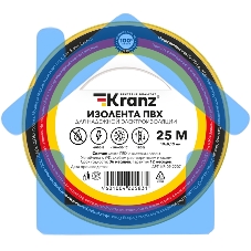 Изолента ПВХ KRANZ 0.13х19 мм, 25 м, желто-зеленая (5 шт./уп.)