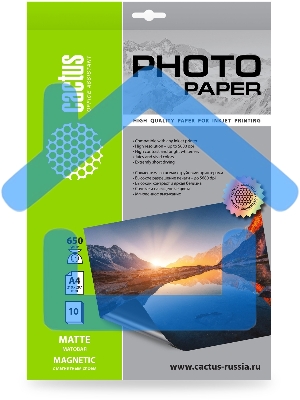 Фотобумага Cactus CS-MMA465010 A4/650г/м2/10л./белый матовое/магнитный слой для струйной печати