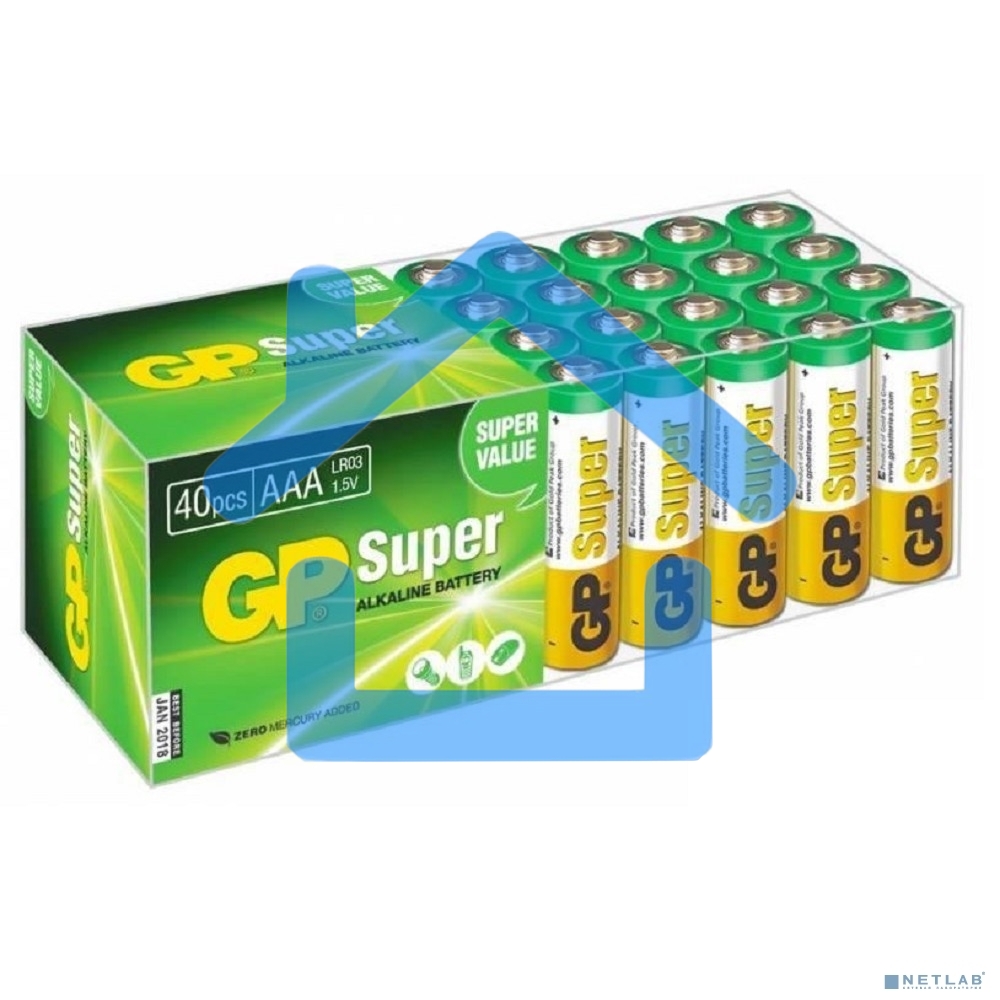 Алкалиновые батарейки GP Super Alkaline G-Tech 24А ААA - 40 шт. в пленке