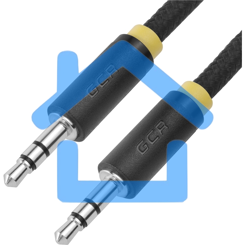 Кабель аудио Greenconnect0.5m jack 3,5mm/jack 3,5mm, нейлон, черный, желтая окантовка, ультрагибкий, 28 AWG, M/M, Premium, экран, стерео(GCR-AVC8114-0.5m)